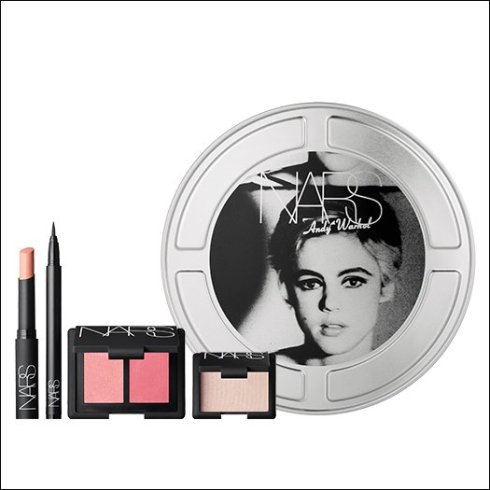 Edie set is in a film canister with a shot from one of the actress’ original screen tests with Warhol. It includes Film Star Pure Matte Lipstick, Edie Eyeshadow, Carpates Eyeliner Stylo and Deep Throat/Amour Blush DuoShadow.
